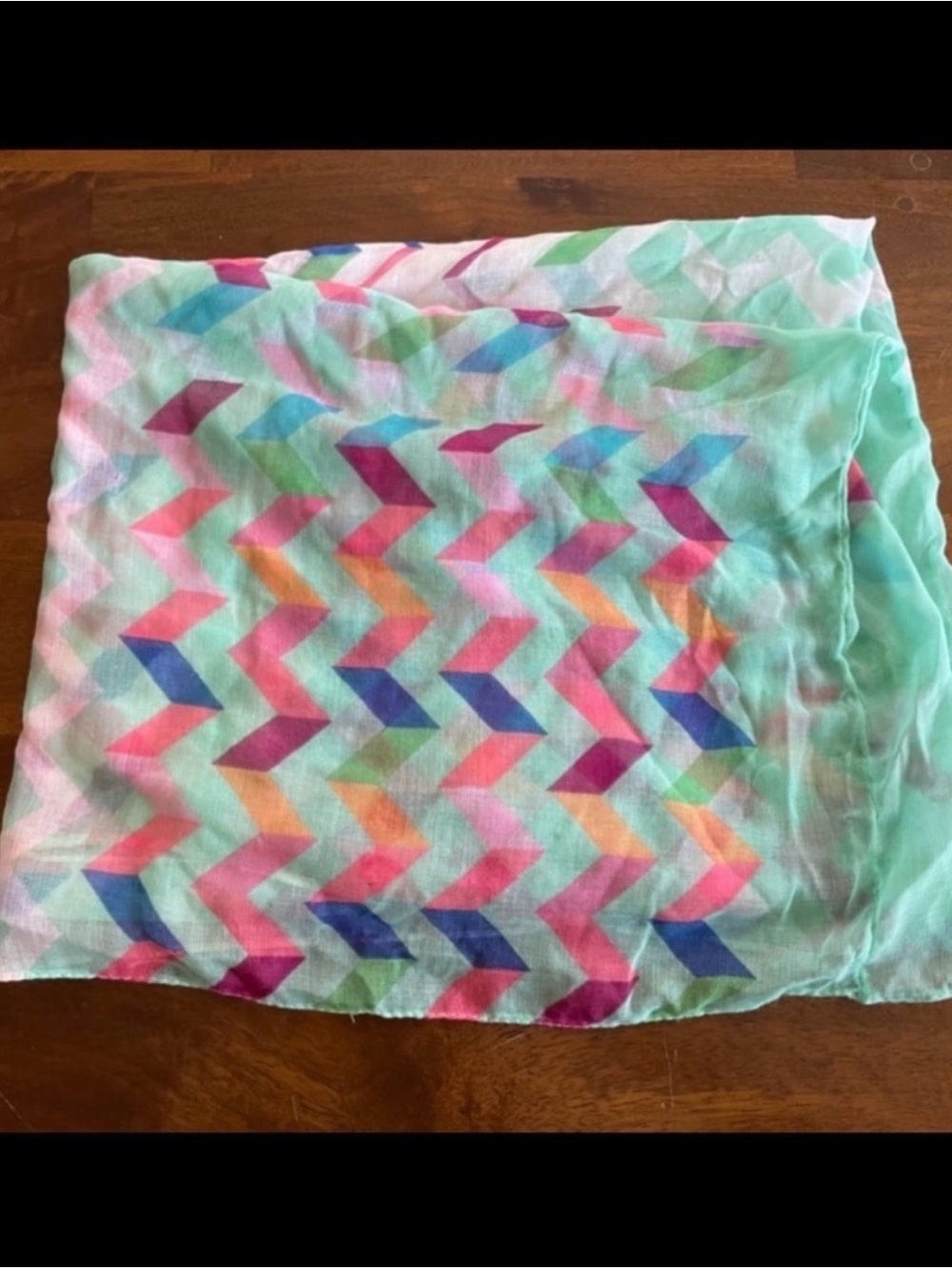 Light Aqua Chevron Pattern Scarf - Multicolor